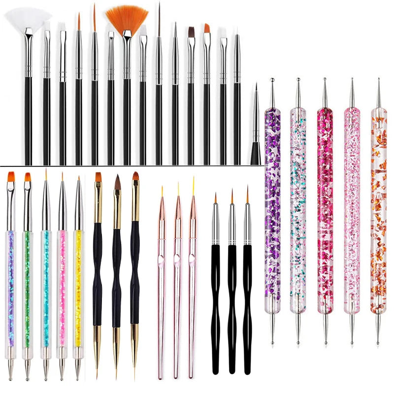 5/20Pcs Nail Art Brush Design Tip Painting Drawing
