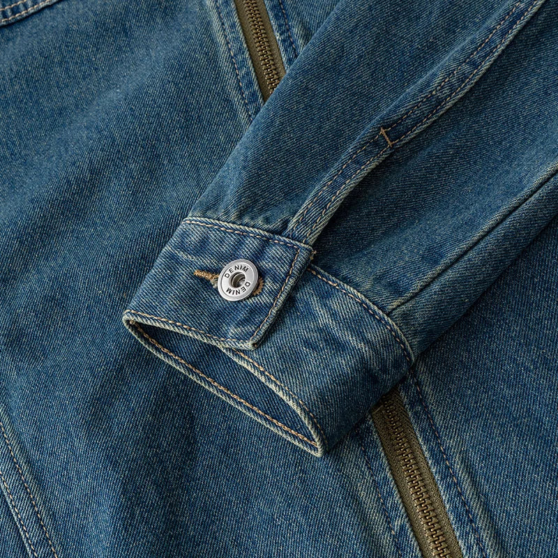 Men’s Casual Denim Jacket – Zipper Loose High Street Workwear