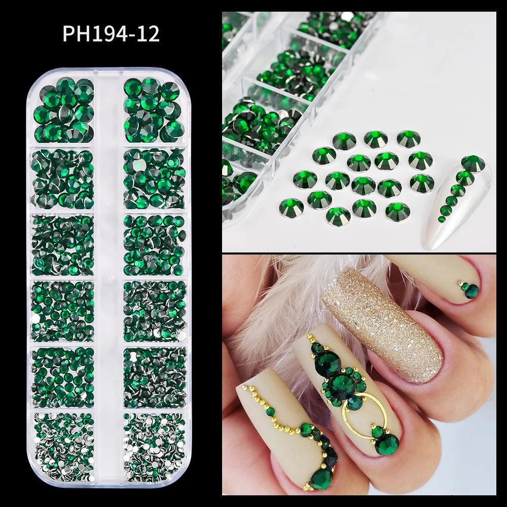 12Gird 3D Glass Crystal Nail Art
