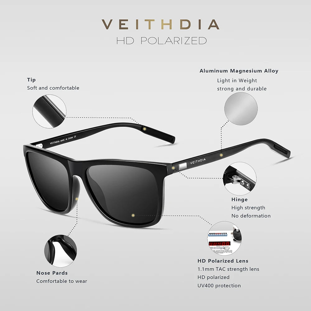 VEITHDIA Unisex Retro Aluminum Polarized  Sunglasses
