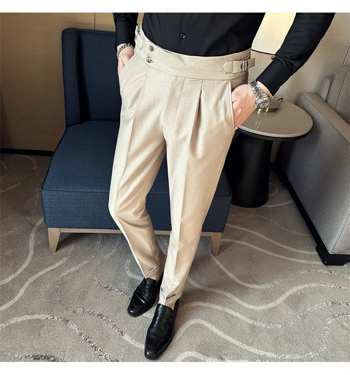 Men’s Slim Dress Pants – Adjustable Waist Business & Wedding Style