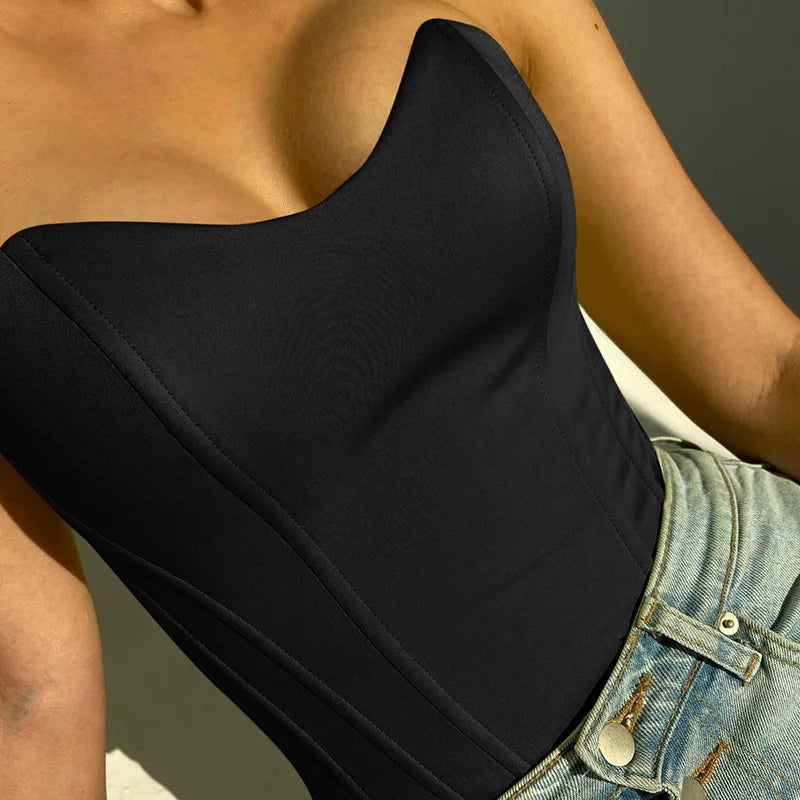 Elegant Slim Corset Cropped Top Strapless