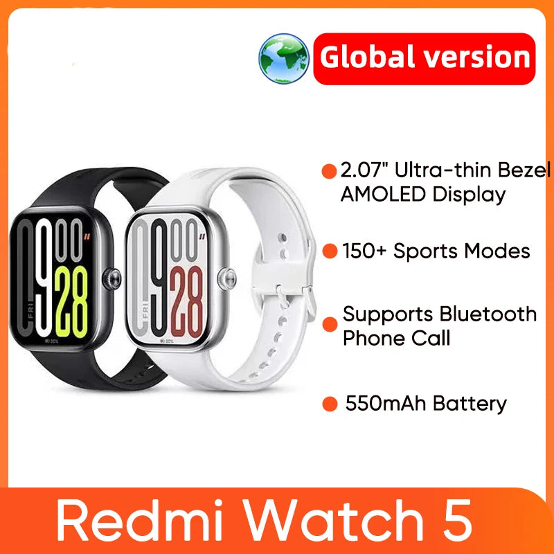 Xiaomi Redmi Watch 5 – AMOLED display smartwatch with 150+ sports modes, long battery life, and health monitoring features.
