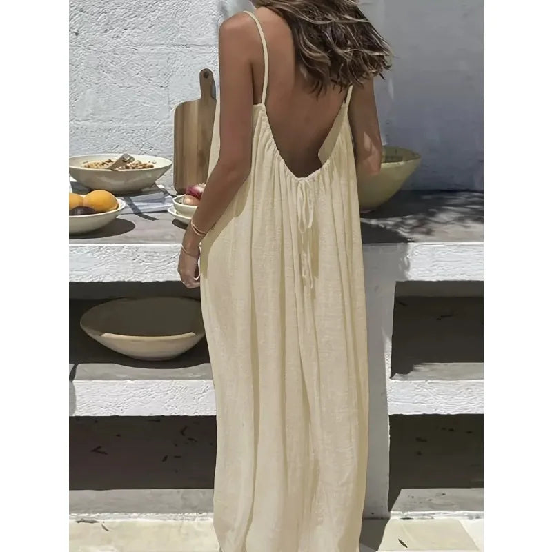 Women's Loose-Fit Spaghetti Strap Casual Summer Home Dress