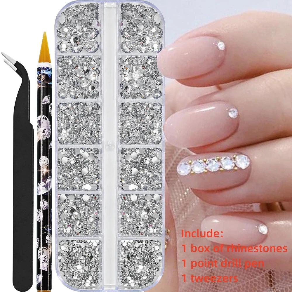 12Gird 3D Glass Crystal Nail Art