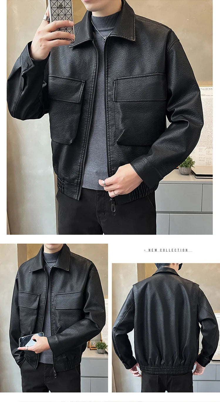 Men’s PU Leather Motorcycle Jacket