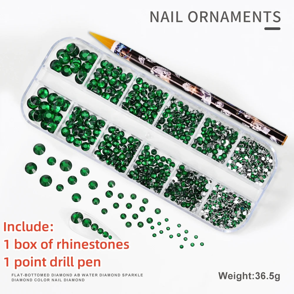12Gird 3D Glass Crystal Nail Art
