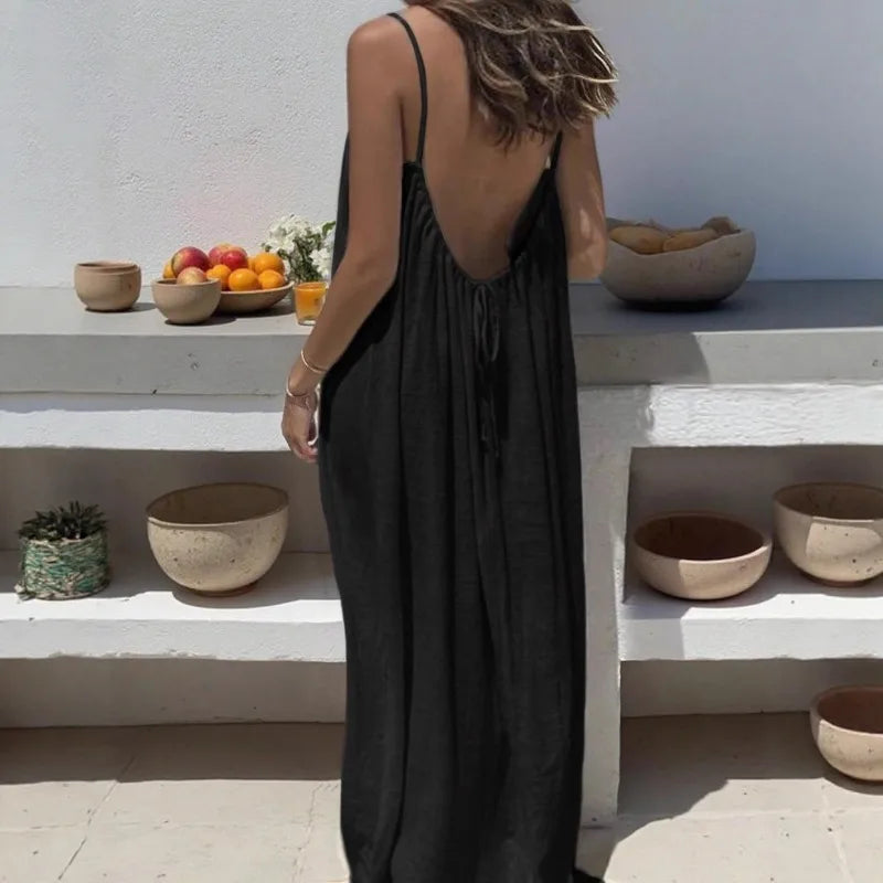 Women's Loose-Fit Spaghetti Strap Casual Summer Home Dress