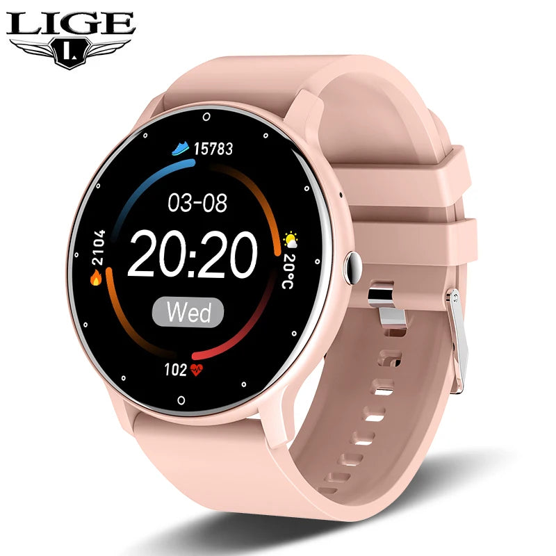 LIGE Smartwatch – Full Touch, Bluetooth Call, Waterproof Fitness Tracker for Android & iOS
