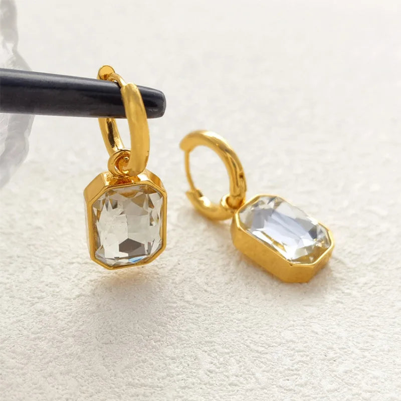 Trendy Gold Color Crystal Dangle Earrings