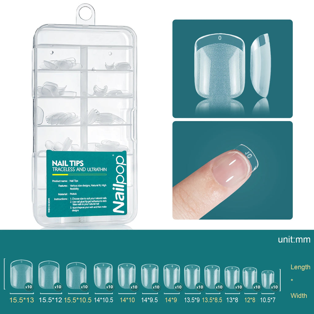 Nailpop 120pcs/box Gel X Nail Tips Medium Short Almond Shape