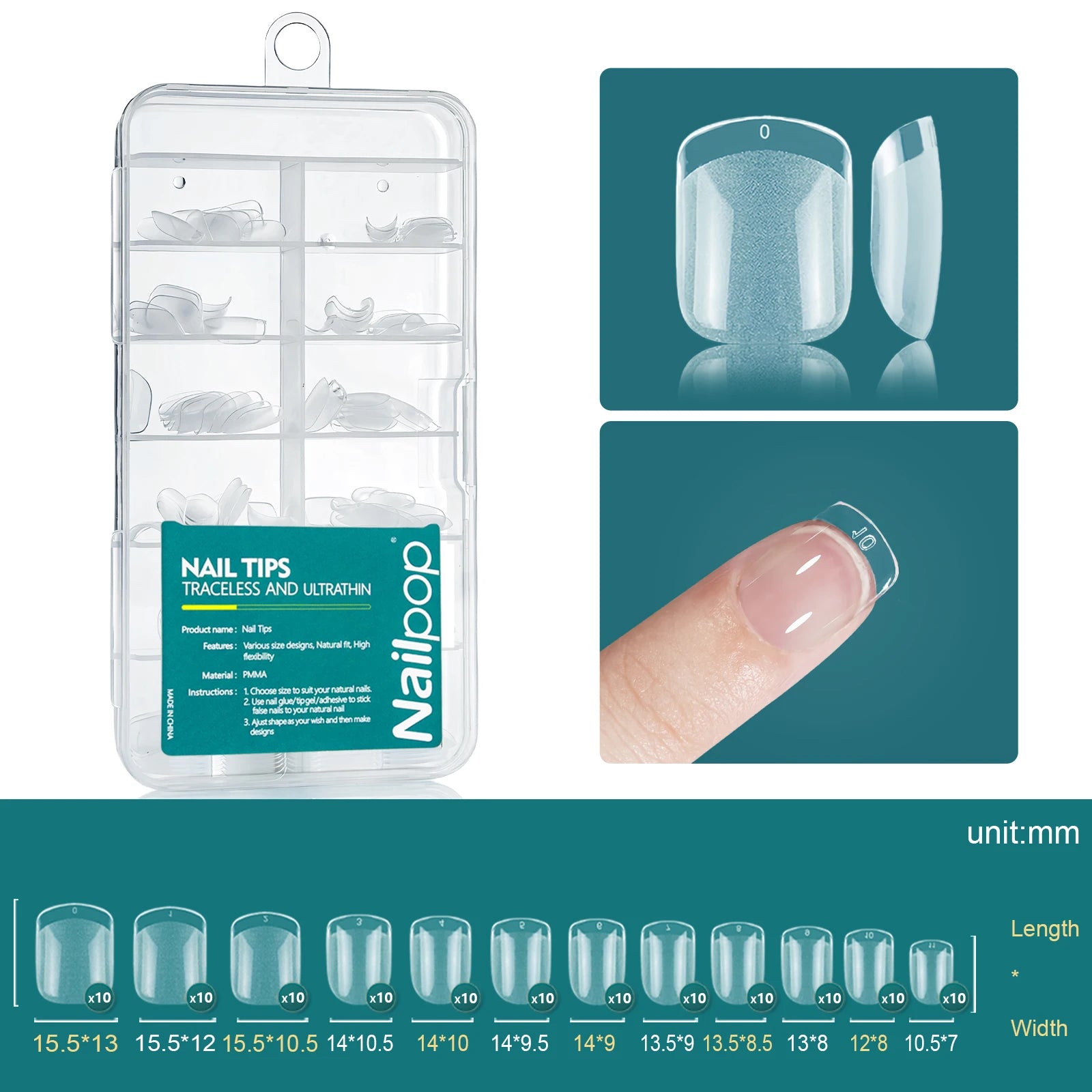 Nailpop 120pcs/box Gel X Nail Tips Medium Short Almond Shape