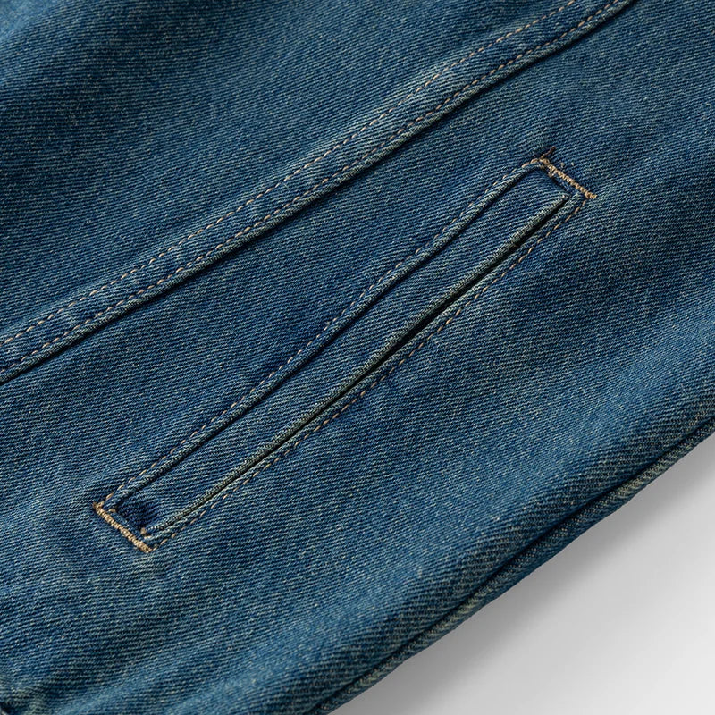 Men’s Casual Denim Jacket – Zipper Loose High Street Workwear