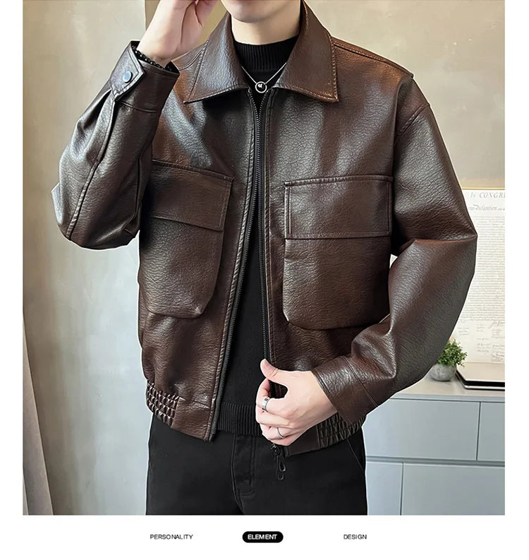 Men’s PU Leather Motorcycle Jacket