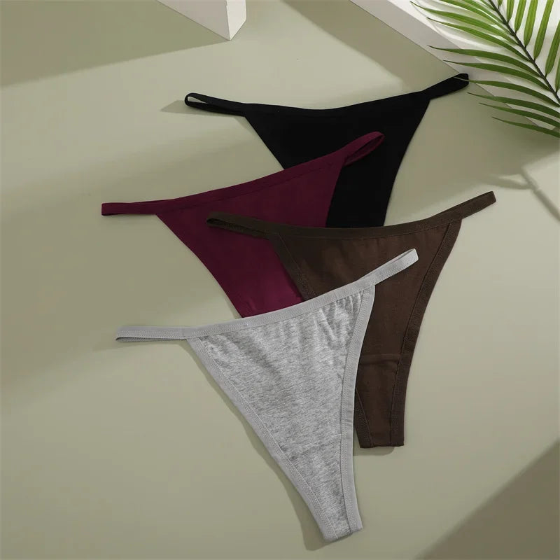 5-Pack Women’s Cotton Thong Panties – Low Waist Breathable Lingerie