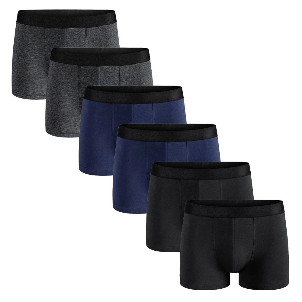 6-Pack Men’s Cotton Boxer Briefs – Luxury Underwear Set