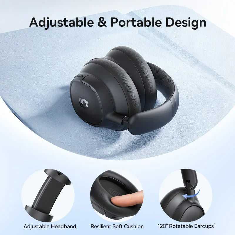 Baseus EH10 NC wireless headphones with adaptive noise canceling, Hi-Res audio, Bluetooth 6.0, and 80-hour battery.