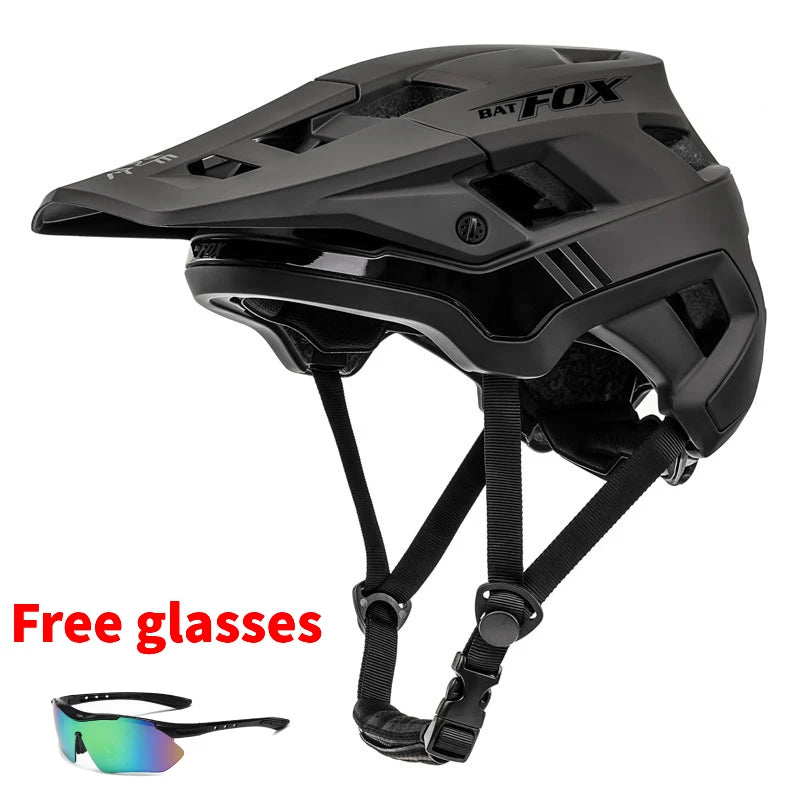 BATFOX Unisex MTB Bike Helmet – Matte Black Cycling Helmet
