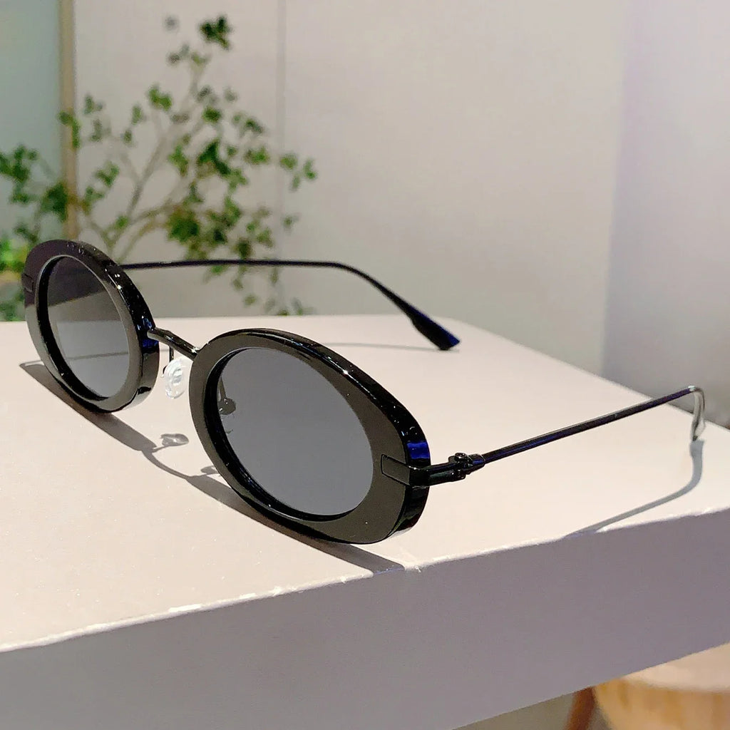 Trendy Luxury Designer Small Oval Frame Women's Sunglasses