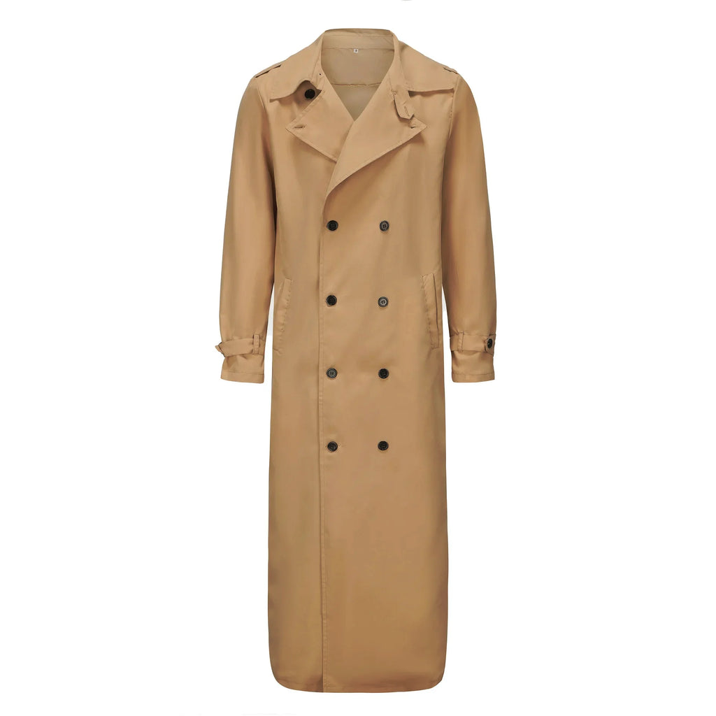 Men’s Overlong British Trench Coat with Epaulets (Spring Streetwear Style)