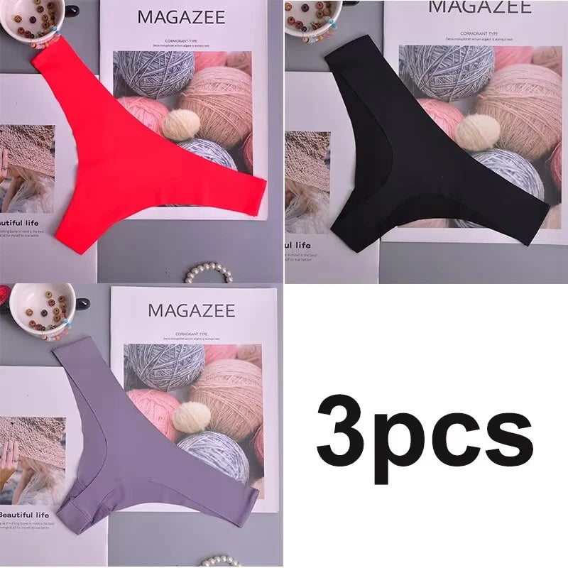 3PCS Women's Panties Ice Silk Underwear