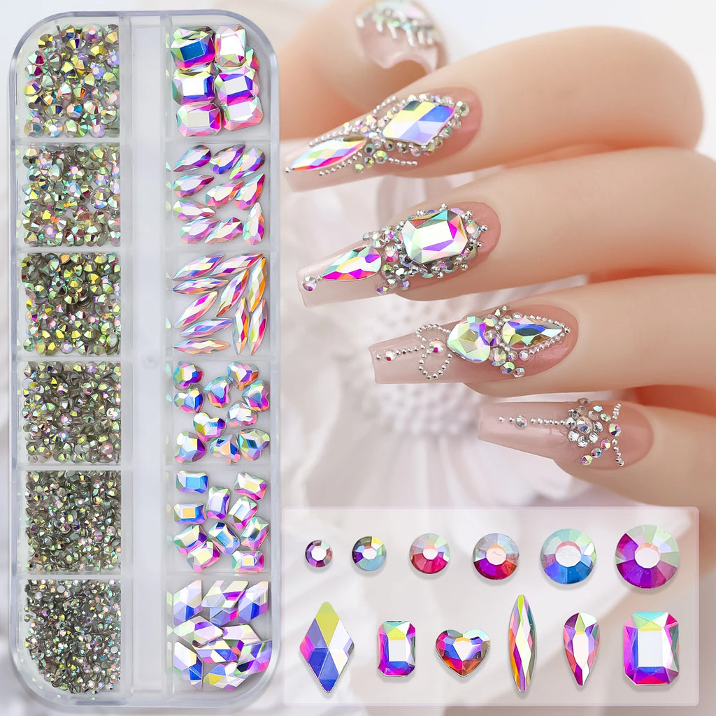 12Gird 3D Glass Crystal Nail Art