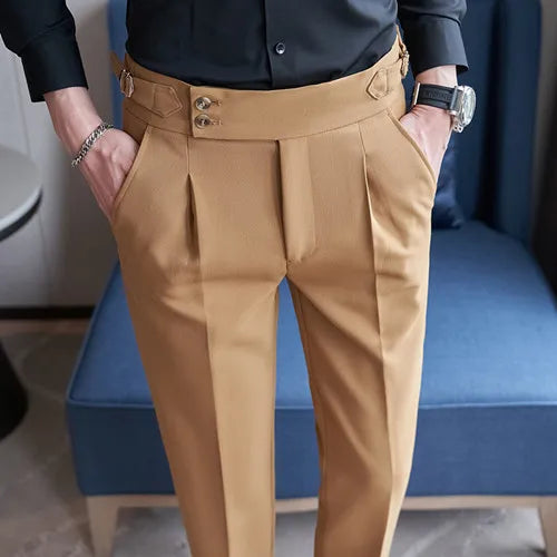 Men’s Slim Dress Pants – Adjustable Waist Business & Wedding Style