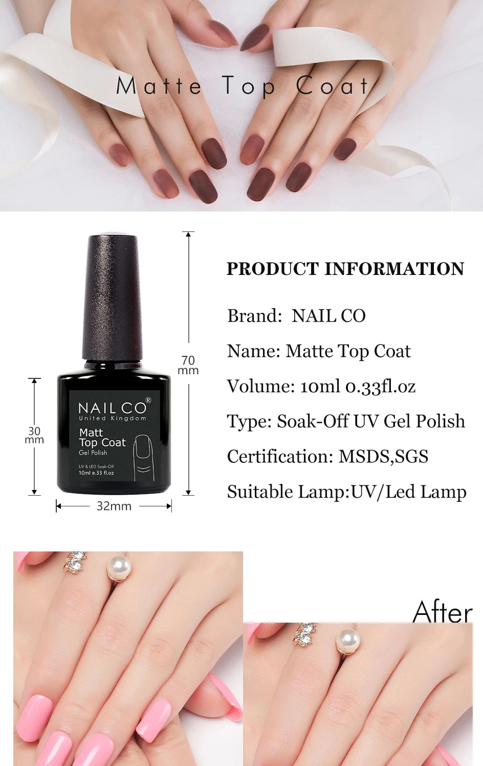NAILCO 10ml Matte Top Gel Nail Polish
