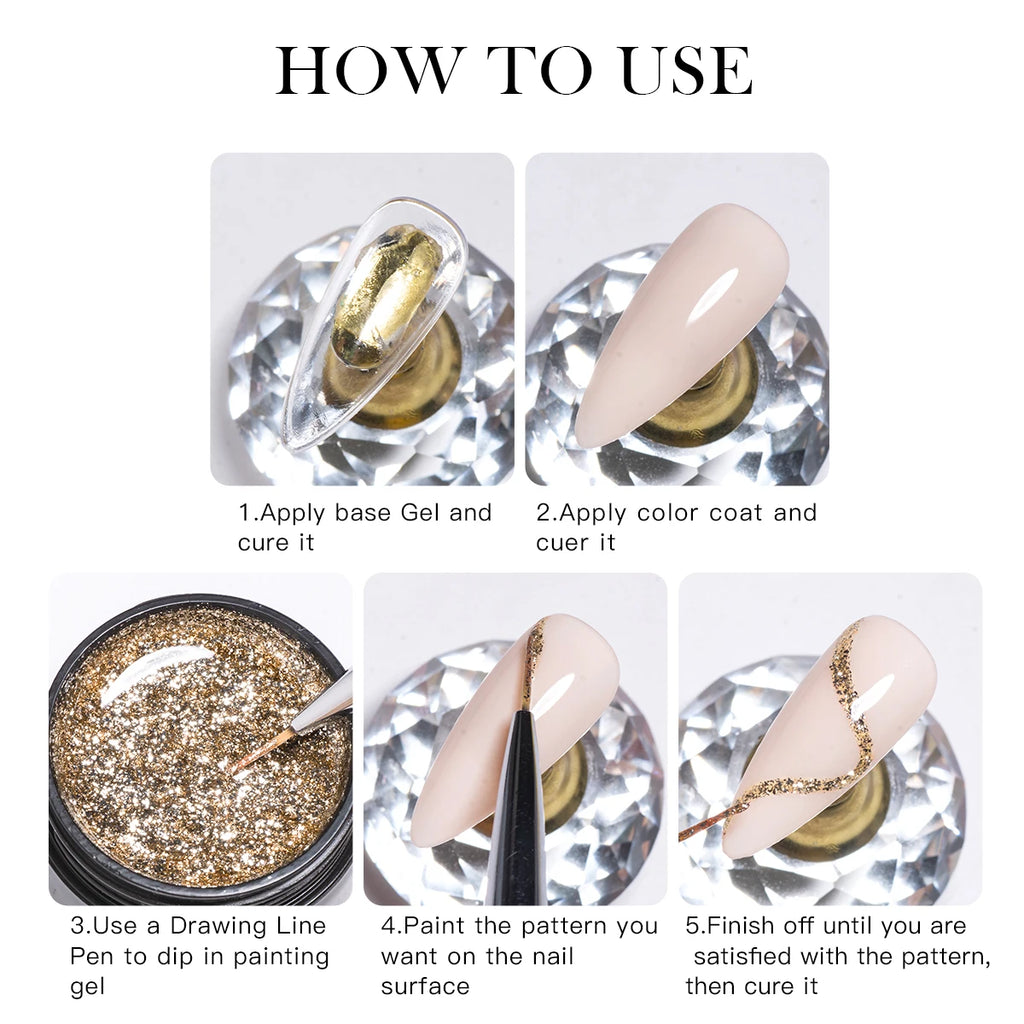 Four Lily 8ml Gold Sparkling Platinum Nail Gel Polish