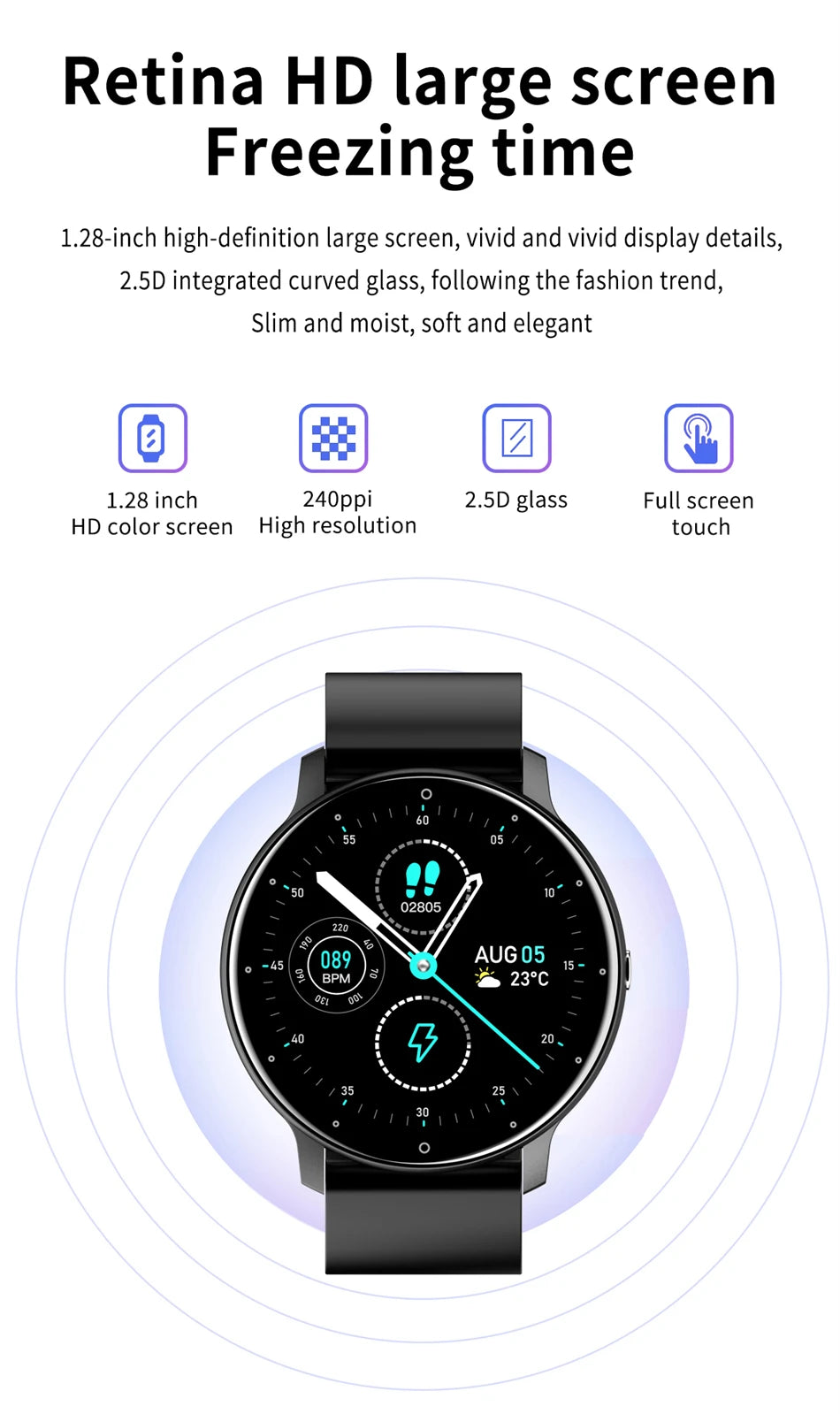 LIGE Smartwatch – Full Touch, Bluetooth Call, Waterproof Fitness Tracker for Android & iOS
