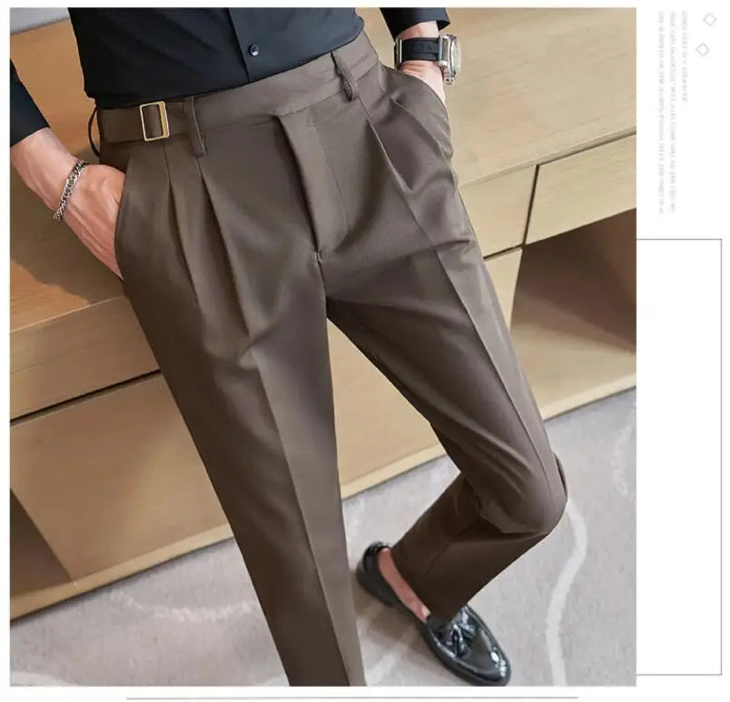 Men’s Slim Dress Pants – Adjustable Waist Business & Wedding Style