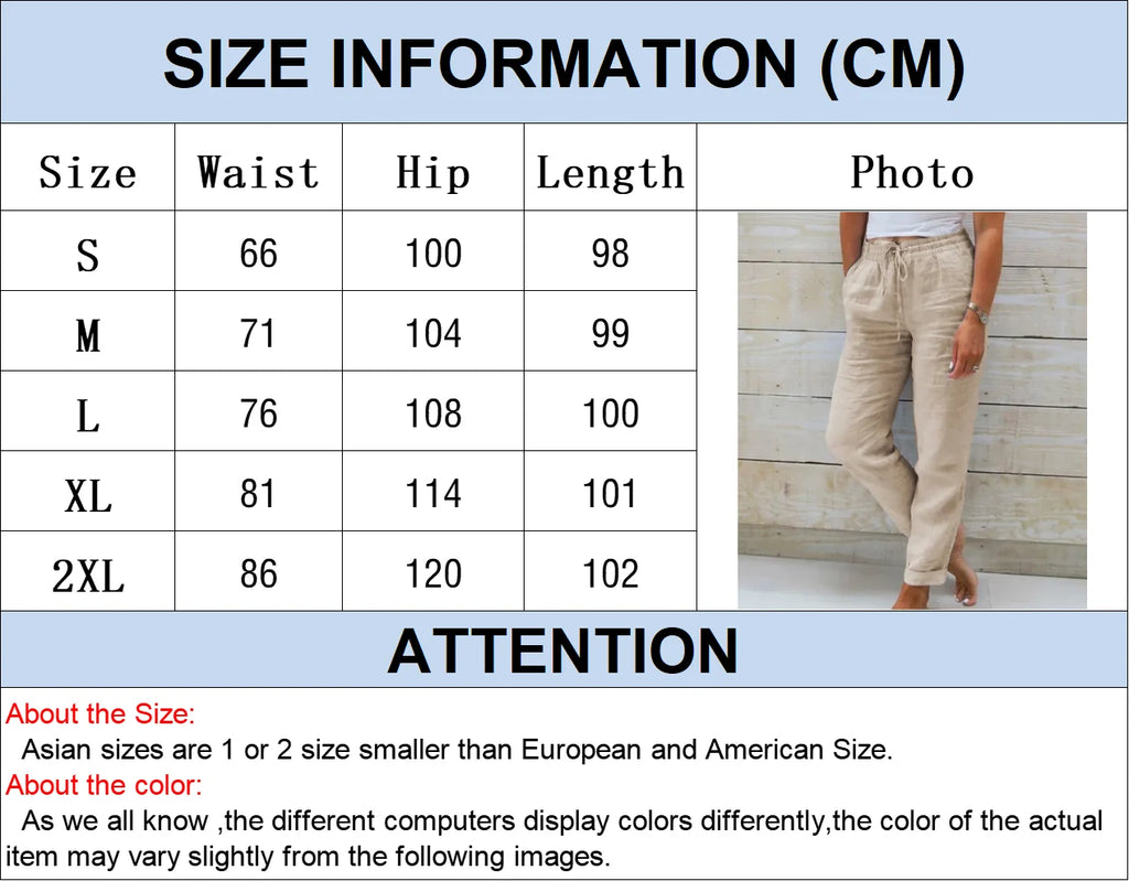 Casual Cotton Linen Woman's Pants