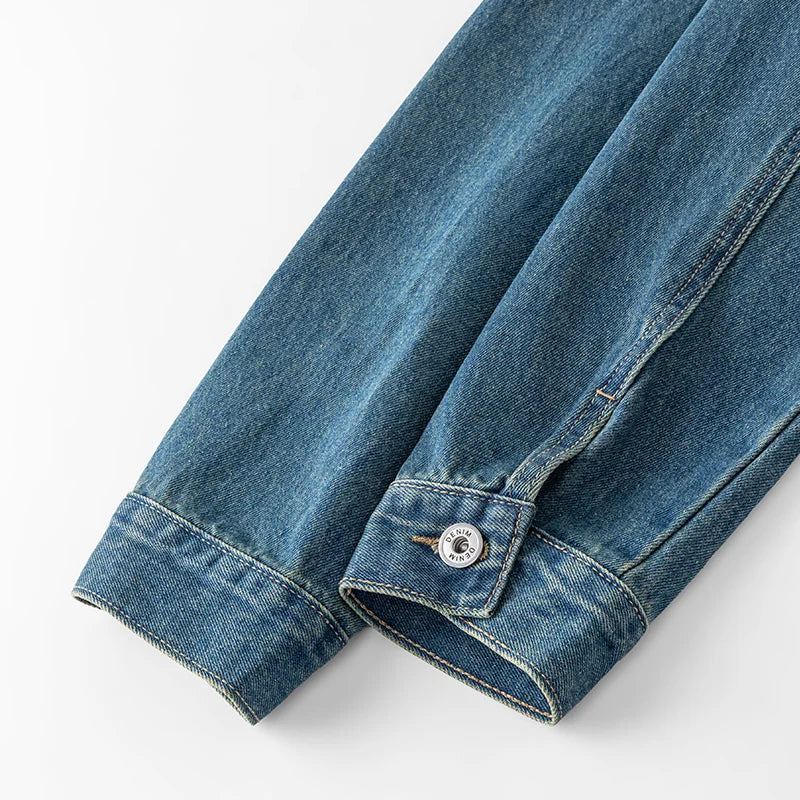 Men’s Casual Denim Jacket – Zipper Loose High Street Workwear