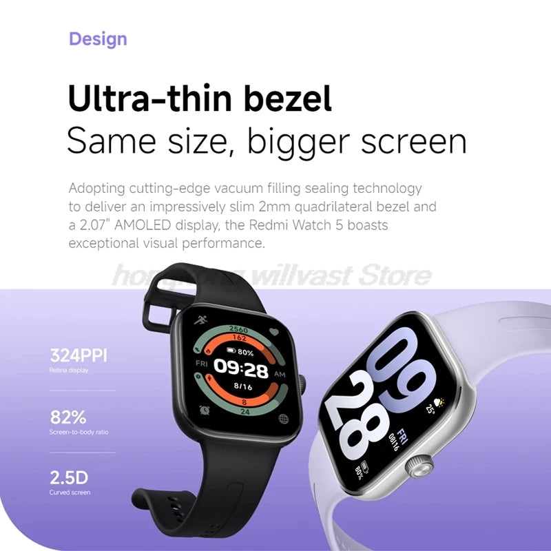 Xiaomi Redmi Watch 5 – AMOLED display smartwatch with 150+ sports modes, long battery life, and health monitoring features.