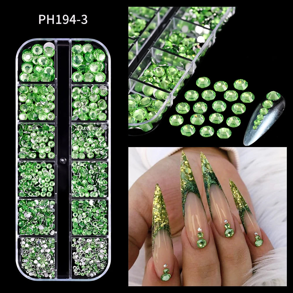 12Gird 3D Glass Crystal Nail Art
