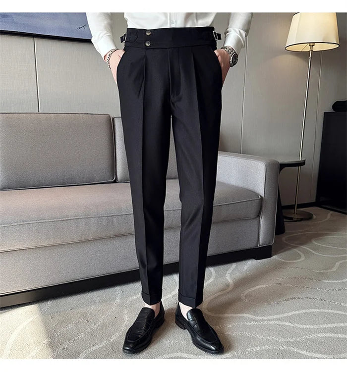 Men’s Slim Dress Pants – Adjustable Waist Business & Wedding Style