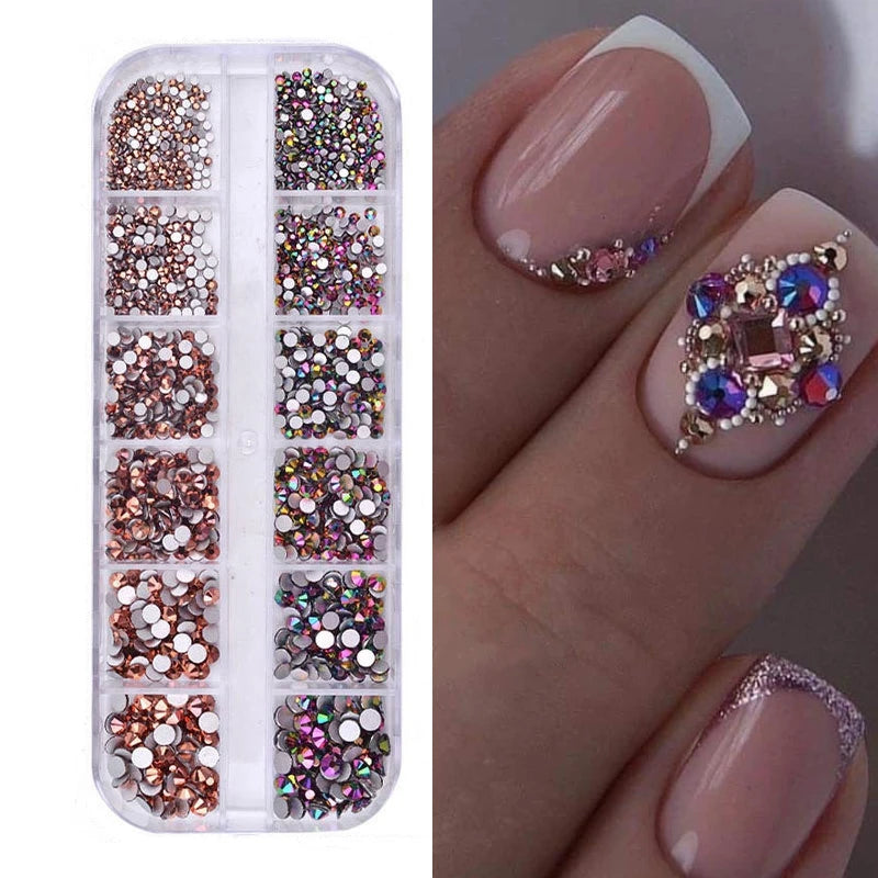 12Gird 3D Glass Crystal Nail Art