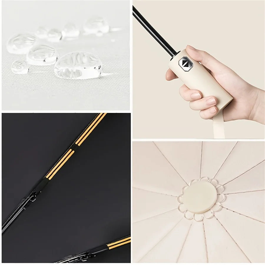 Black Automatic Folding Umbrella with UV Protection & Durable Frame