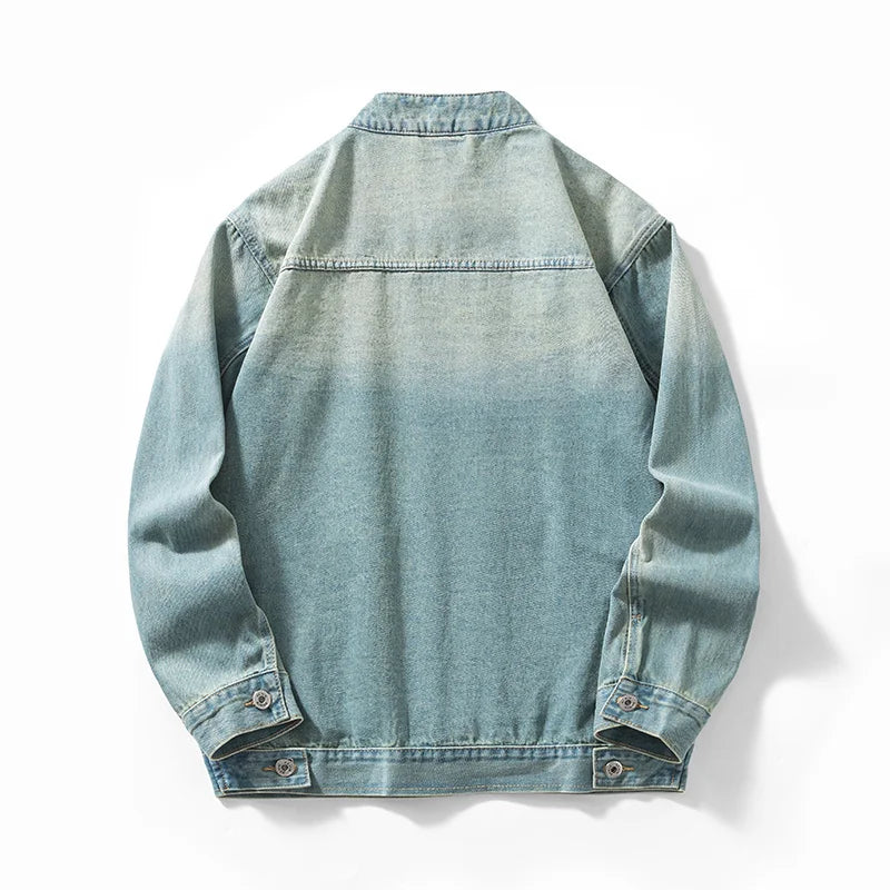 Men’s Casual Denim Jacket – Zipper Loose High Street Workwear