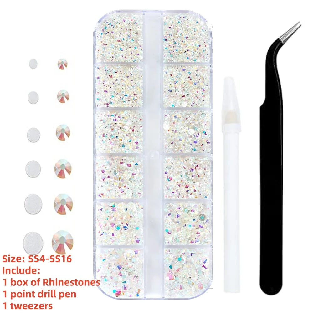 12Gird 3D Glass Crystal Nail Art