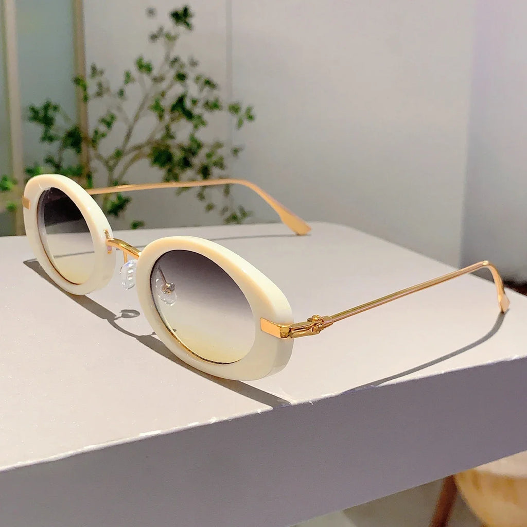 Trendy Luxury Designer Small Oval Frame Women's Sunglasses
