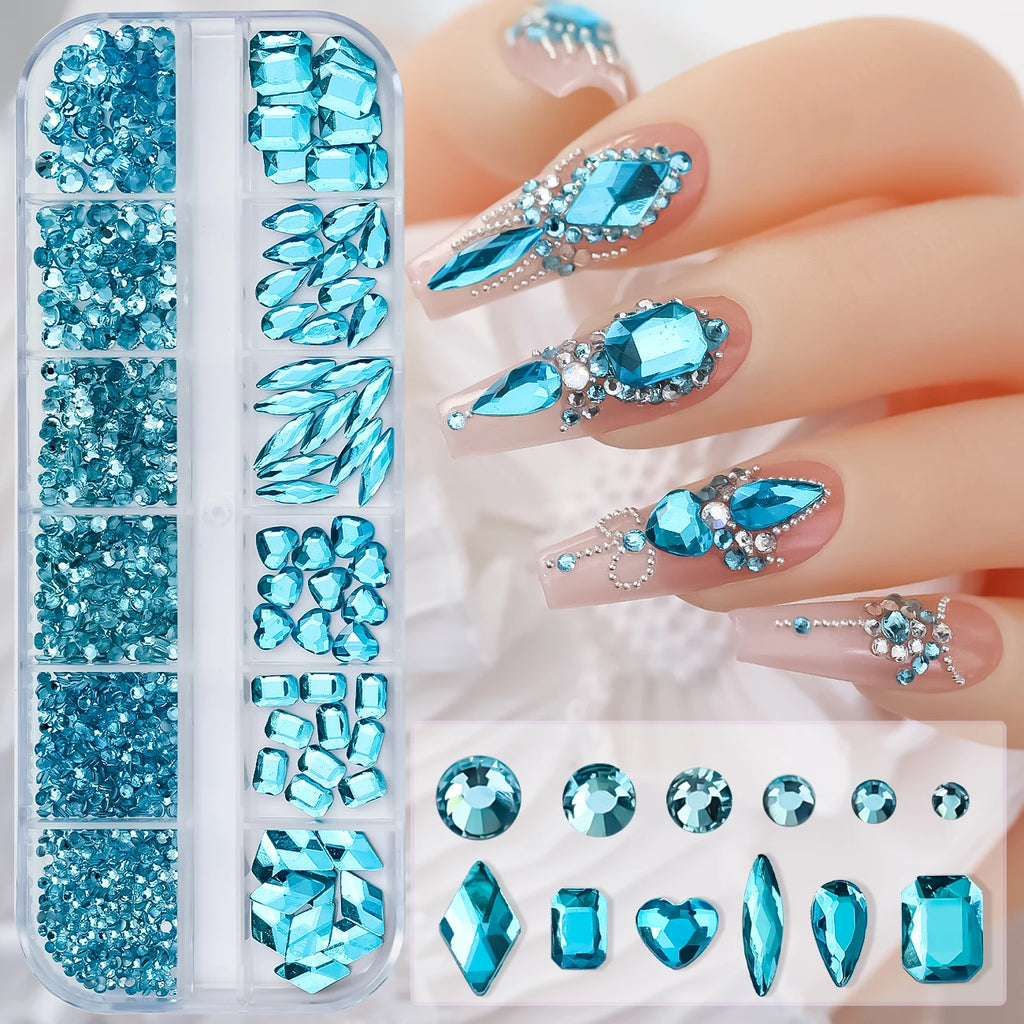 12Gird 3D Glass Crystal Nail Art