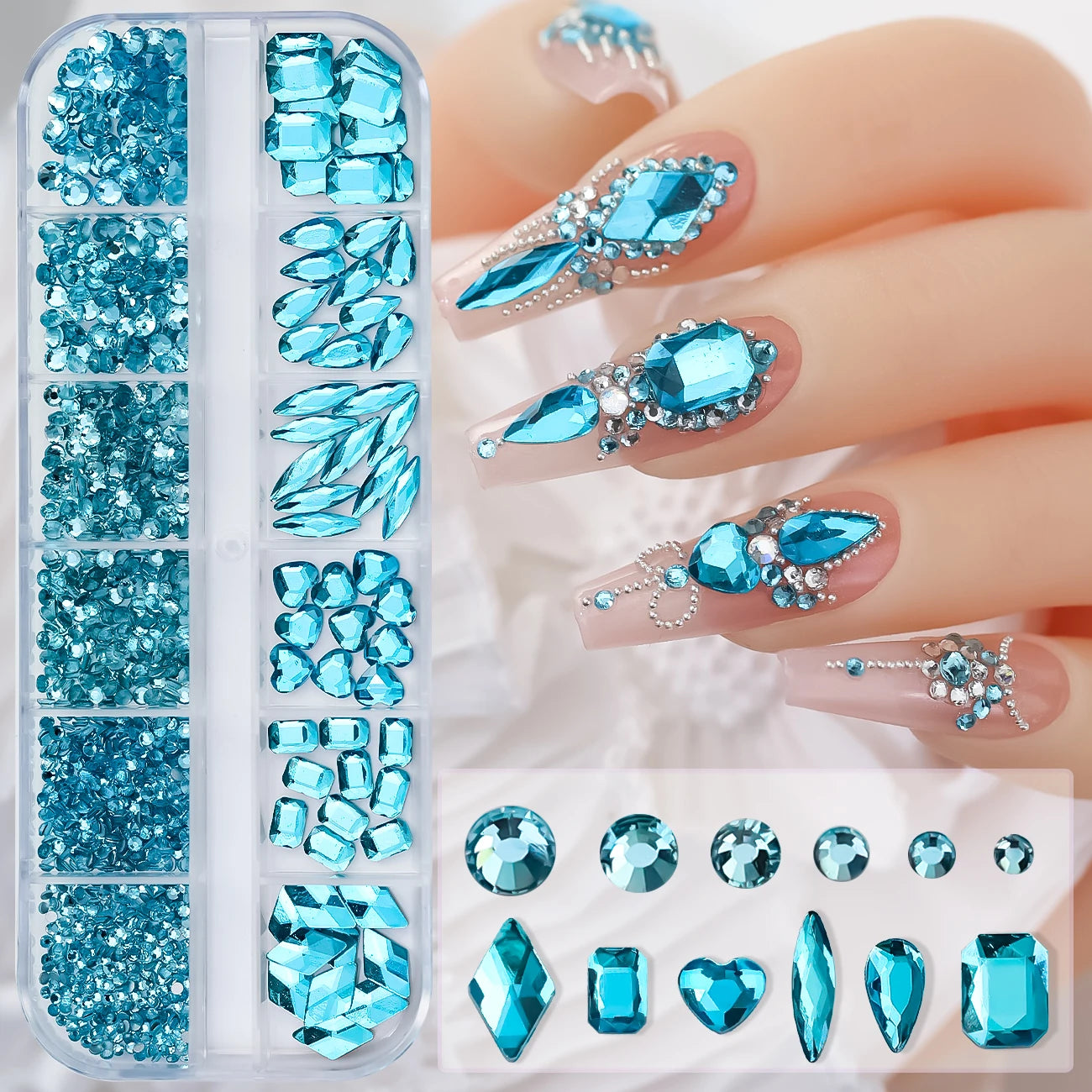 12Gird 3D Glass Crystal Nail Art