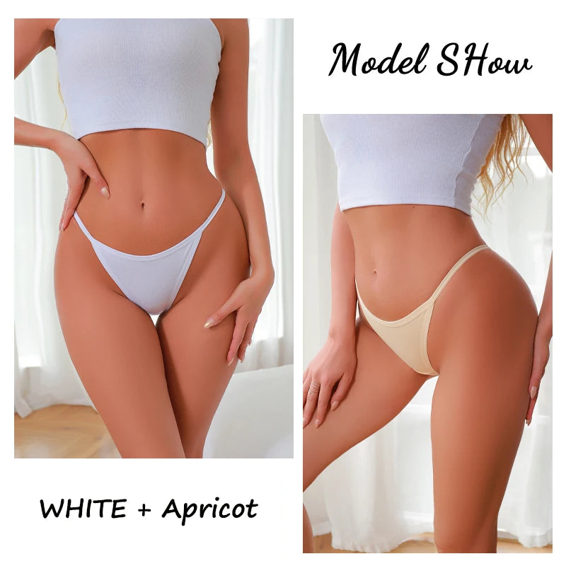 5-Pack Women’s Cotton Thong Panties – Low Waist Breathable Lingerie