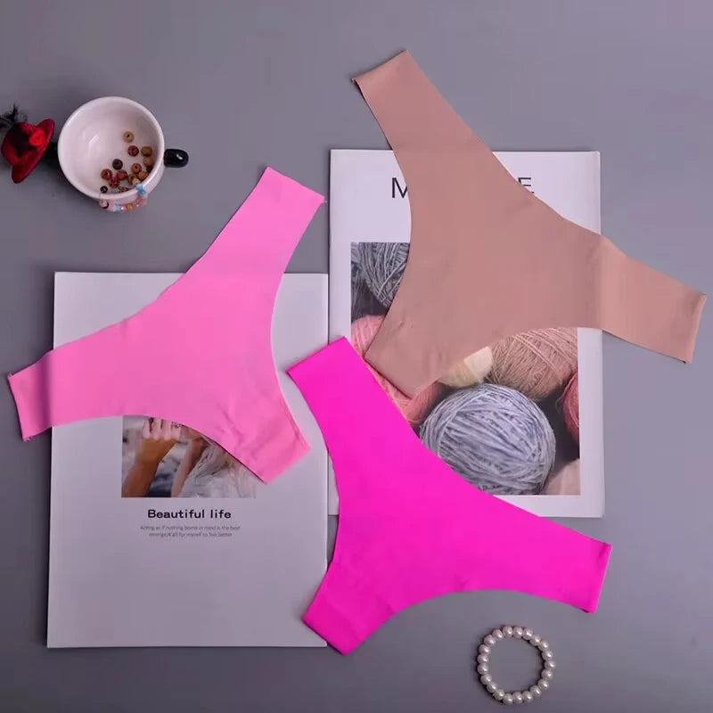 3PCS Women's Panties Ice Silk Underwear
