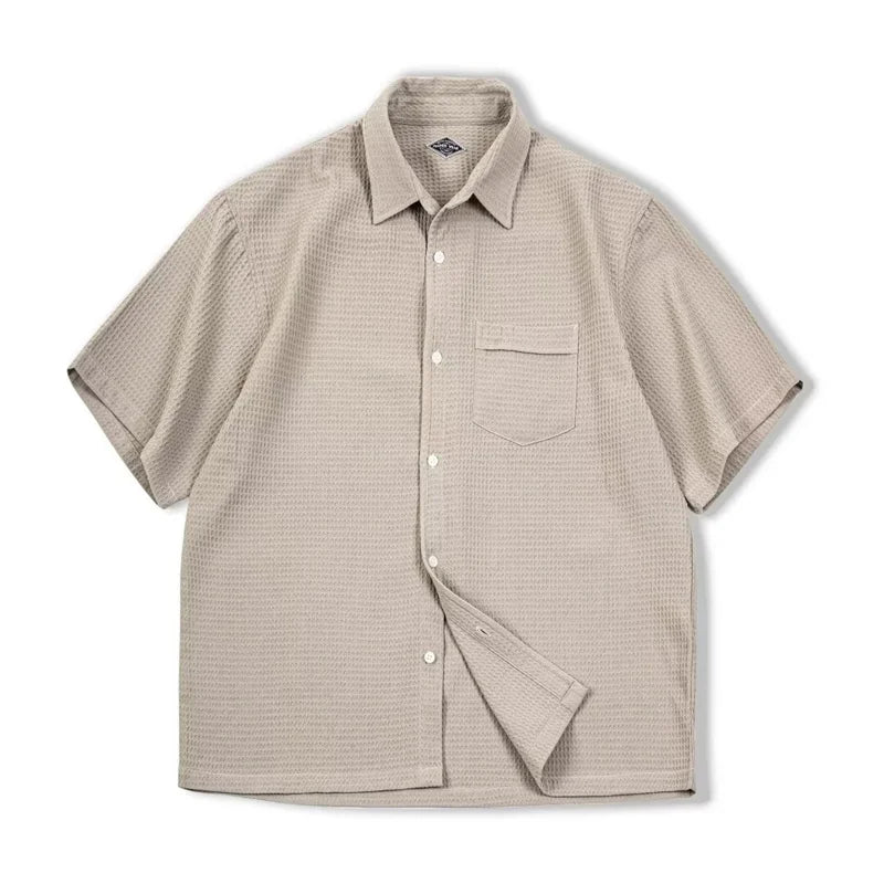 High Quality Casual Retro Men's Waffle Cargo Shirts