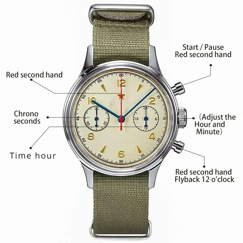 Men's automatic  watches 1963 pilot watch 42mm waterproof retro
