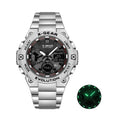 Men's waterproof watch with timer and alarm functions