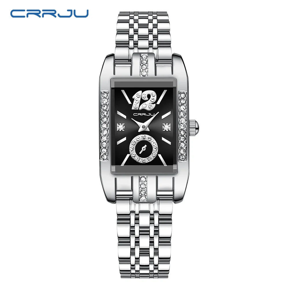 CRRJU Luxury Rectangle Womens Waterproof Watches