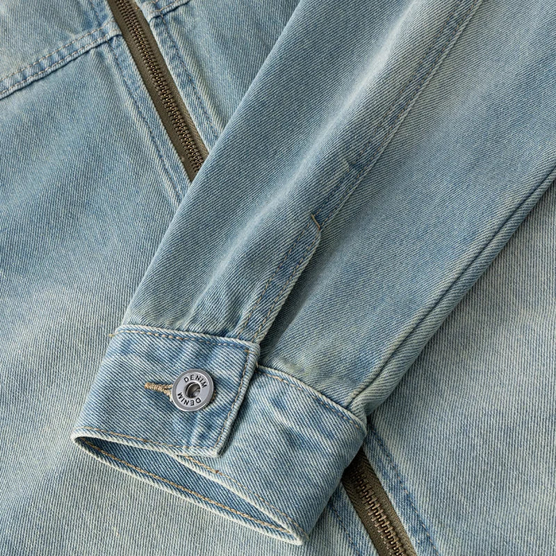 Men’s Casual Denim Jacket – Zipper Loose High Street Workwear